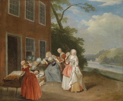 An Elegant Society at a Vegetable Seller by Peter Angillis